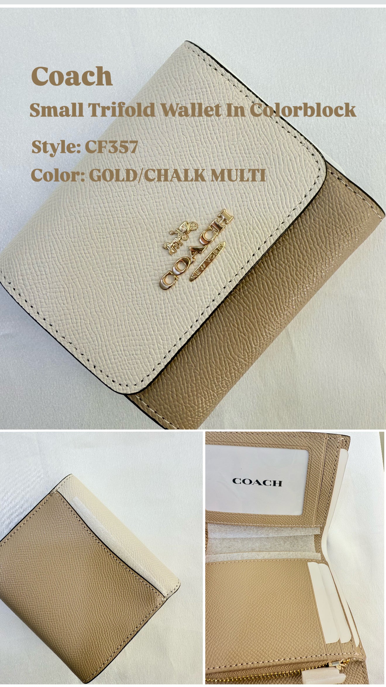 Coach | Small Trifold Wallet In Colorblock | CF357