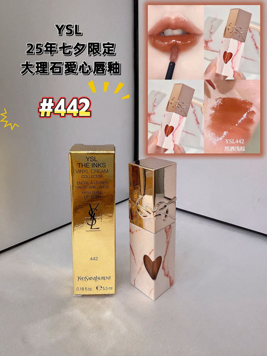 YSL ｜25年七夕限定大理石愛心唇釉 | #442 Cappuccino Kiss