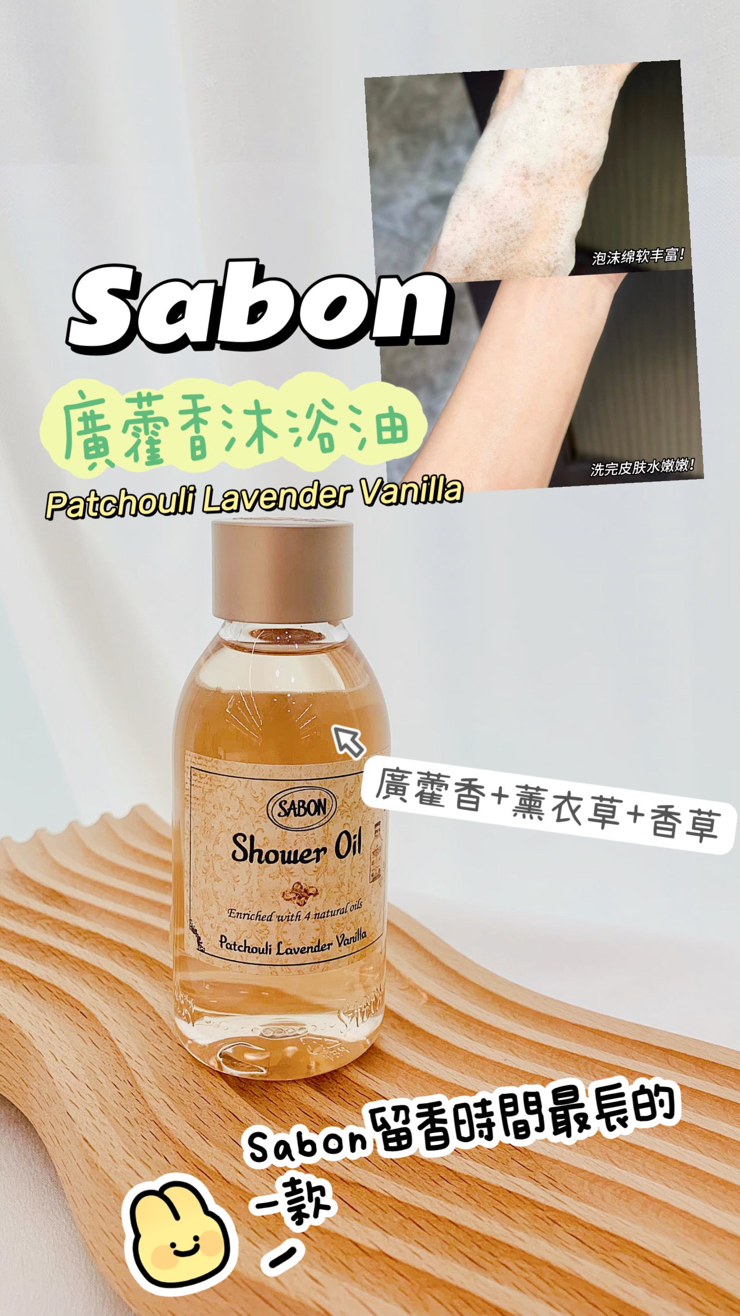 Sabon｜Shower Oil｜ 廣藿香沐浴油｜Patchouli Lavender Vanilla